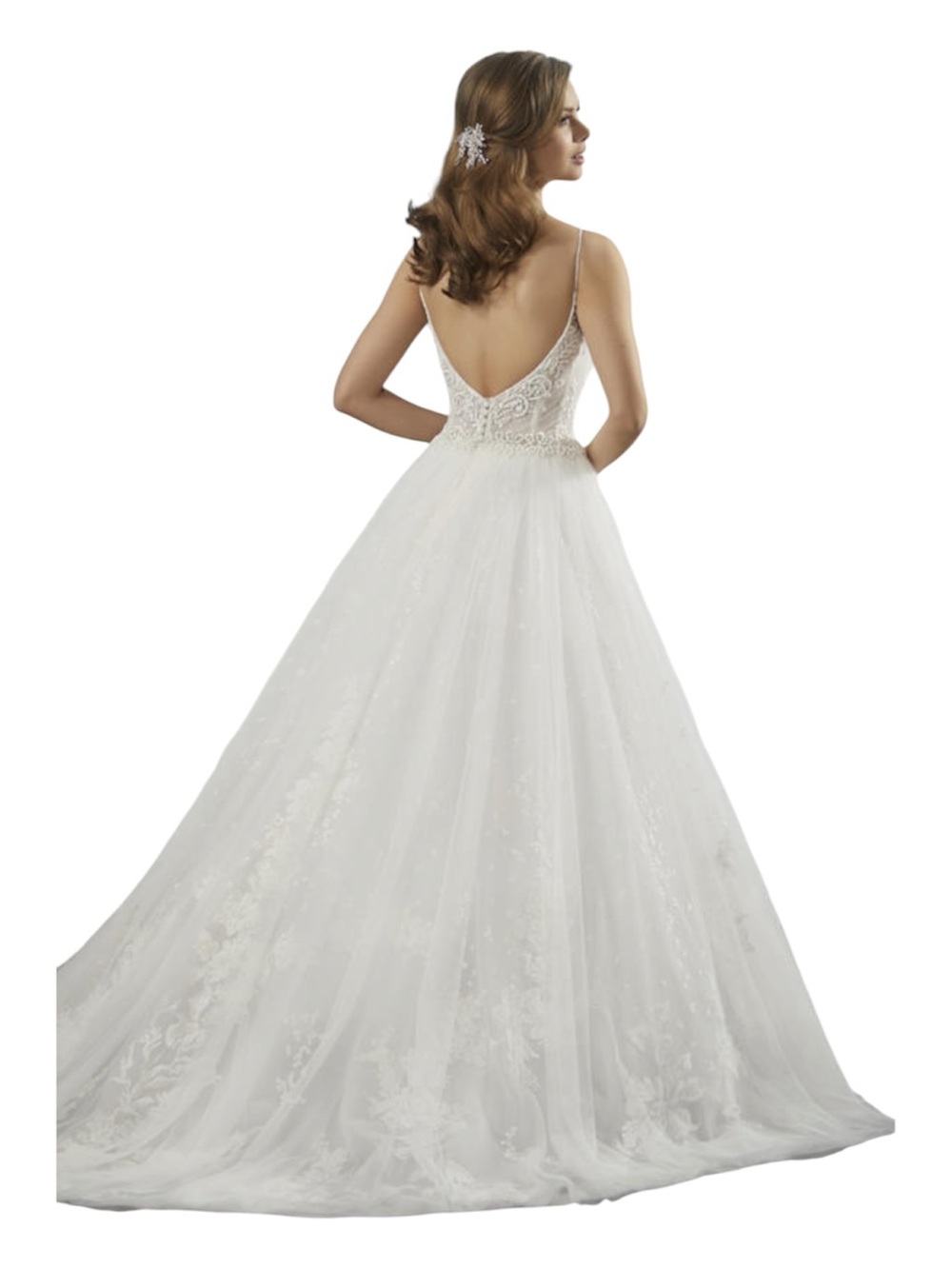Christina Wu White Lace Wedding Dress - Picture 2 of 6